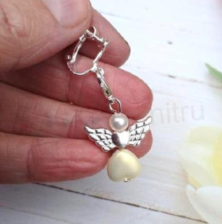 Visací náušnice klipsy - šroubovací s andělem (BB897)