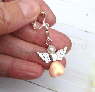 Visací náušnice klipsy - šroubovací s andělem (BB898)