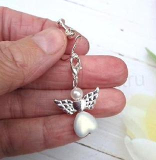 Visací náušnice klipsy - šroubovací s andělem (BB900)