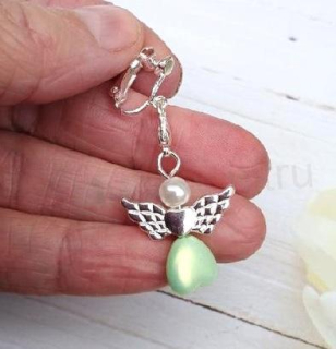 Visací náušnice klipsy - šroubovací s andělem (BB901)