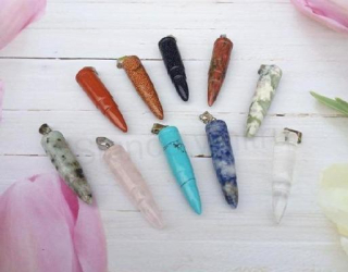  Minerální přívěsek náboj, kulka více druhů (X2037)