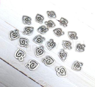 Přívěsek srdce se spirálou - 9,5 x 7,5 mm (AA344)