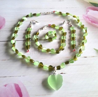 Souprava šperků Rosnička srdce kočičí oko (BS126)