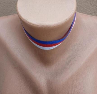Náhrdelník choker stužkový v barvách státní vlajka Česko - Rusko (BD917)