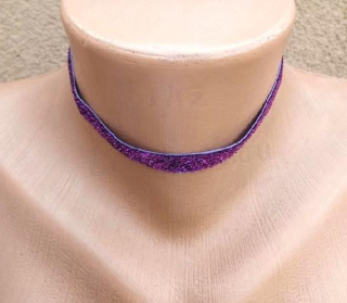 Náhrdelník choker krátký fialový (BD928)