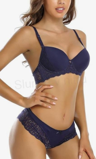 Dámské spodní prádlo, krajkové push-up 85C | tmavě modrá (K608)
