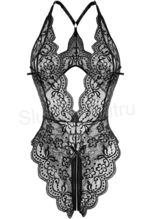 Dámské jednodílné spodní krajkové prádlo velikost 3XL černé (K614)