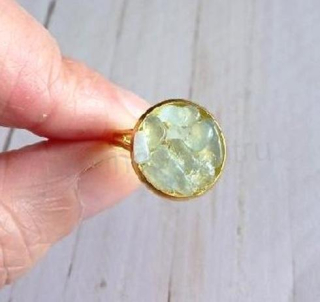 Minerální nastavitený prsten pravý akvamarín (X2043)