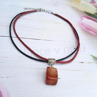 Minerální zdvojený náhrdelník choker achát (X2049)