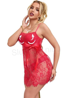 Krajková noční košilka spodní prádlo 2 XL | červená (K625)