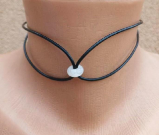 Minerální zdvojený náhrdelník choker růženín kobliha (X2050)