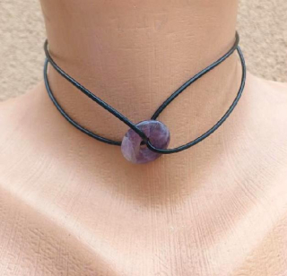 Minerální zdvojený náhrdelník choker ametyst donut (X2051)