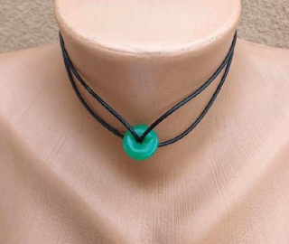 Minerální zdvojený náhrdelník choker jadeit donut (X2052)