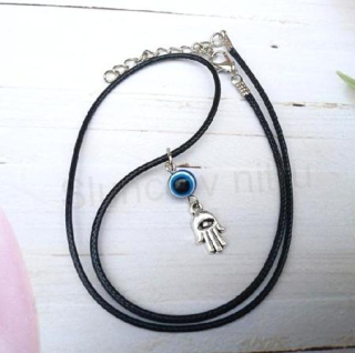 Náhrdelník přívěsek Ruka Fatimy, Hamsa - modré oko (BD945)