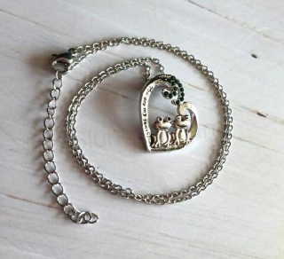 Řetízkový náhrdelník veselé žabky v srdci (BD947)