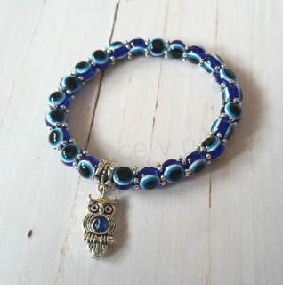 Korálkový náramek na ruku oko, oči sova (BC634)