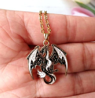 Náhrdelník smaltovaný drak charizard - nerez ocel (BD958)