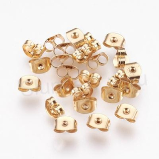 Náušnicová zarážka nerez ocel motýlek pozlacené 24K | 6 x 4 x 3 mm | 15 Párů (AA354)