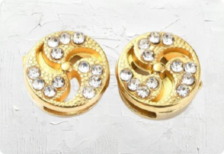 Nerezový korálek pozlaceno 18K - ventilátor s kamínky 10,5 x 5 mm (AA363)