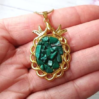 Malachitový náhrdelník na pozlaceném 18k řetízku (X2098)