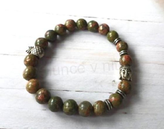 Minerální náramek unakit ozdoba Buddha, ananas (X2100)