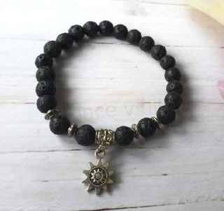 Minerální náramek láva, ozdoba slunce (X2101)