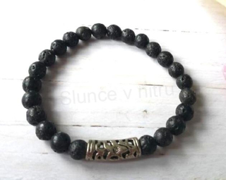 Minerální pánský náramek láva, ozdoba (X2102)
