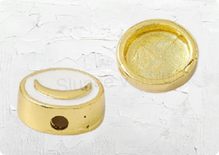 Smaltované mosazné korálky měsíc pozlacené 18K 11 x 4,5 mm (AA368)