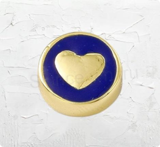 Smaltované mosazné korálky srdce pozlacené 18K 11 x 4,5 mm modré (AA370)