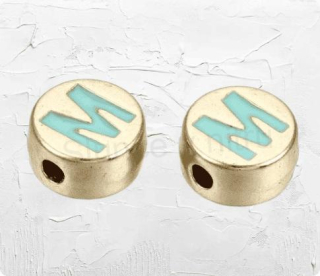 Smaltované korálky písmenko M - 8 x 4 mm (AA371)