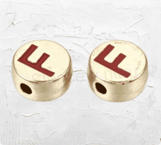 Smaltované korálky písmenko F - 8 x 4 mm (AA372)