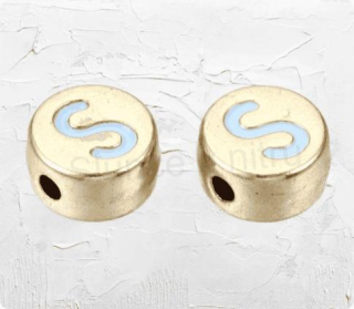 Smaltované korálky písmenko S - 8 x 4 mm (AA375)