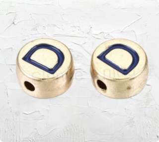 Smaltované korálky písmenko D - 8 x 4 mm (AA380)