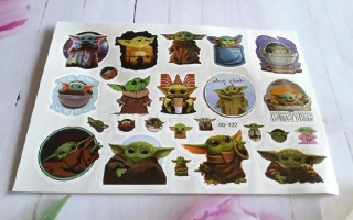Voděodolné, dočasné tetovaní Star Wars, Yoda 15,5 x 11 cm číslo 1 (E1011)