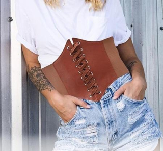 Gotický kožený korzet světle hnědý délka složený 34 cm (K644)