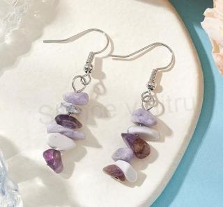 Minerální náušnice howlit, ametyst, fialový tyrkys (X2121)