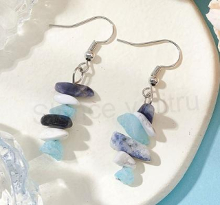 Minerální náušnice howlit, modrý nefrit, sodalit (X2122)