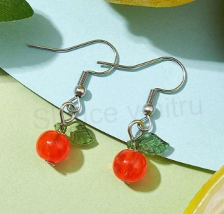 Visací, dlouhé náušnice třešně červené (BB908)