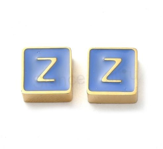 Smaltované korálky z nerezové Ocely - Písmeno Z s pozlacením 14K 8 x 8 x 4 mm (AA398)