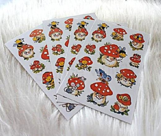 Samolepky, obtisky muchomůrky kreslené mix (E1013)