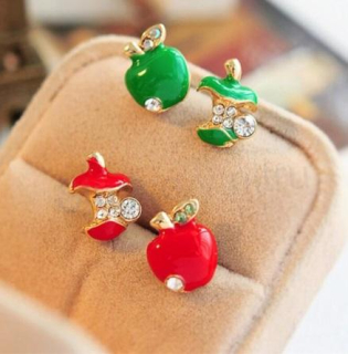 Puzetové jablkové náušnice se zirkony více barev (BB19)