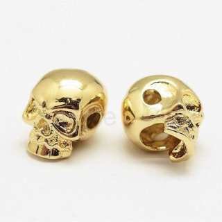 Mosazné korálky Lebka pozlacené 18K, 12 x 10,2 x 8,5 mm (AA416)