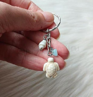 Přívěsek na klíče želva tyrkys, shell, akvamarín (X2135)