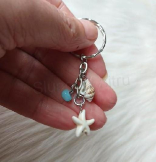 Přívěsek na klíče hvězda, tyrkys, shell, akvamarín (X2136)