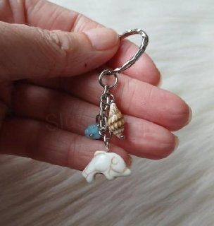 Přívěsek na klíče delfín, tyrkys, shell, akvamarín (X2138)