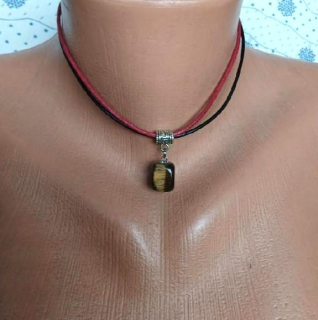 Minerální zdvojený náhrdelník choker tygří oko (X2139)