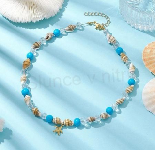 Korálkový náhrdelník z mušlí se skleněnými korálky (X2141)