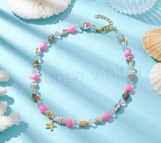 Korálkový náhrdelník z mušlí se skleněnými korálky (X2143)