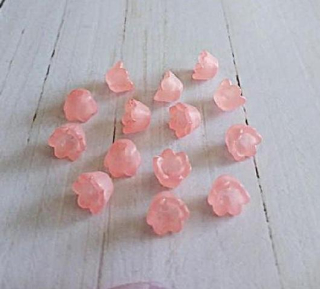 Plastové korálky zvoneček, kytička 7 x 10 mm tmavě růžová (AC674)