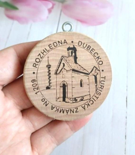 Turistický dřevěný přívěsek, známka - Rozhledna Dubecko (MB921)